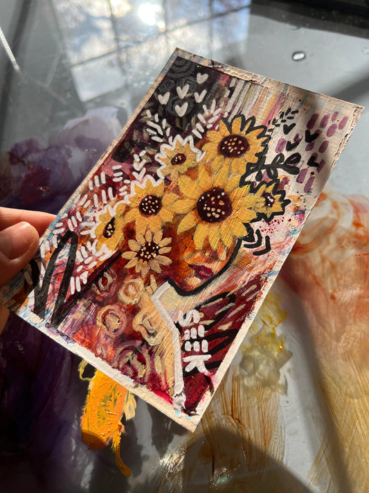 “Seek” - Sunflower Portrait Painting Prayer Card