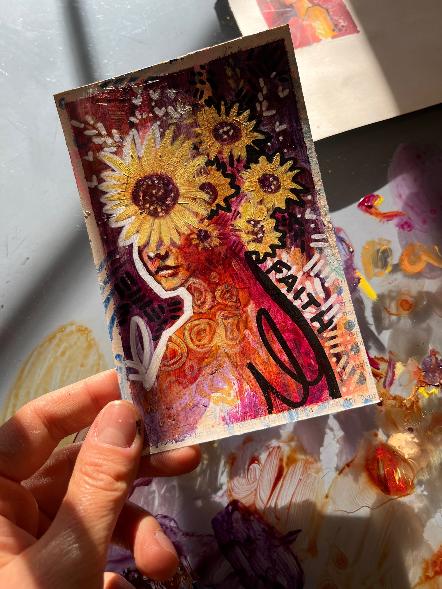 “Faith” - Sunflower Portrait Painting Prayer Card
