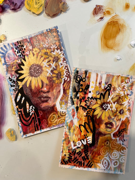 “Shine” - Sunflower Portrait Painting Prayer Card
