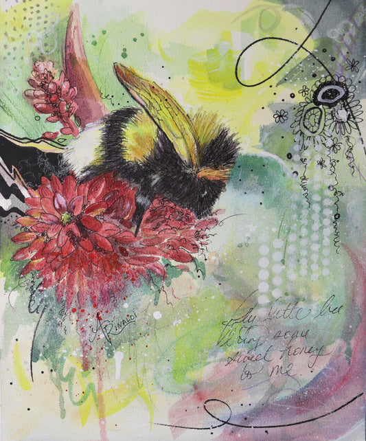 Fly Little Bee Watercolor Print