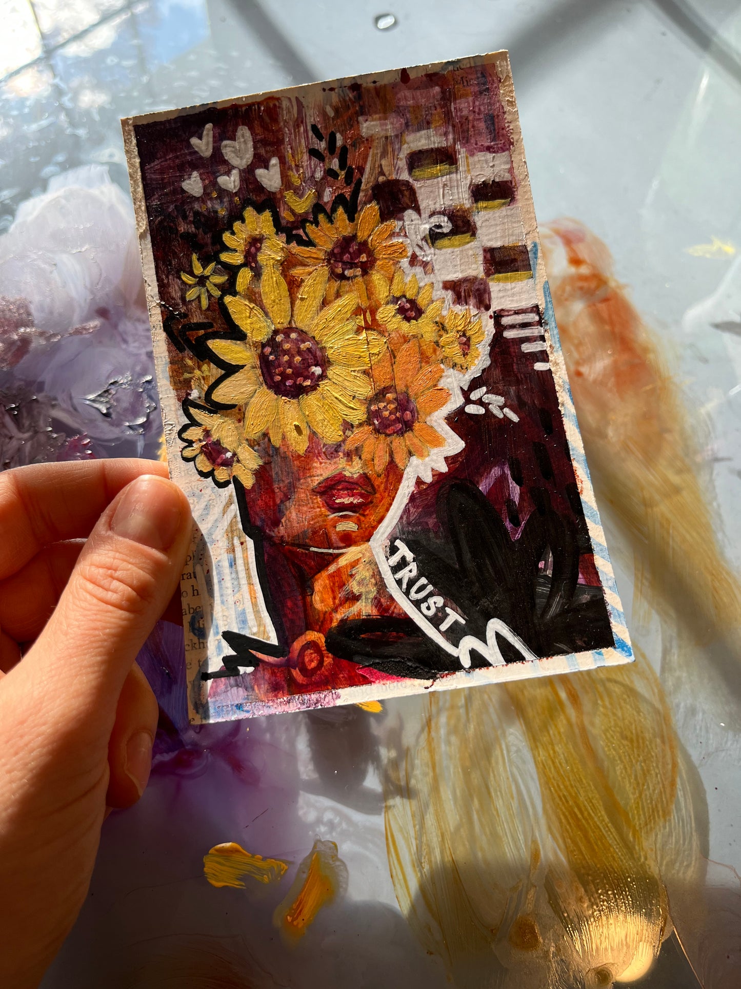 “Trust” - Sunflower Portrait Painting Prayer Card