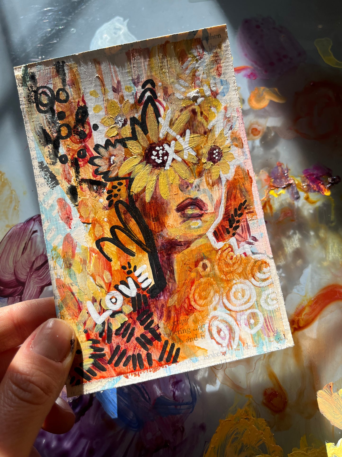 “Love” - Sunflower Portrait Painting Prayer Card