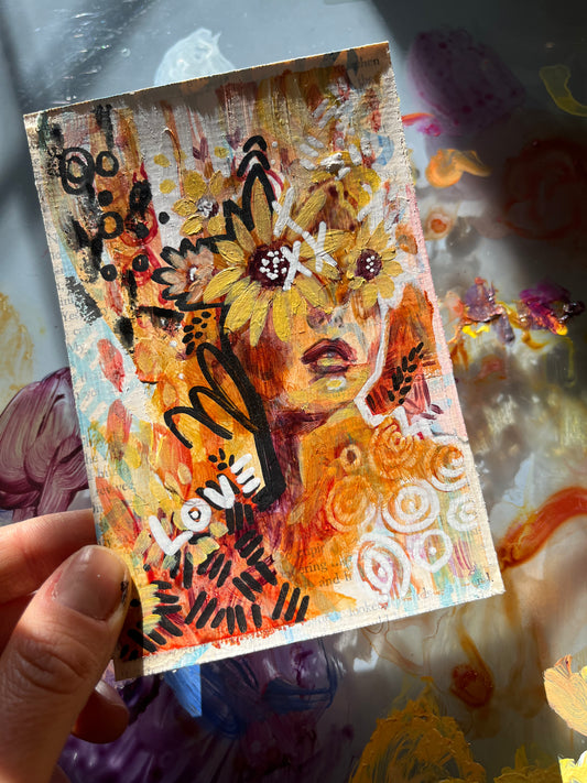 “Love” - Sunflower Portrait Painting Prayer Card