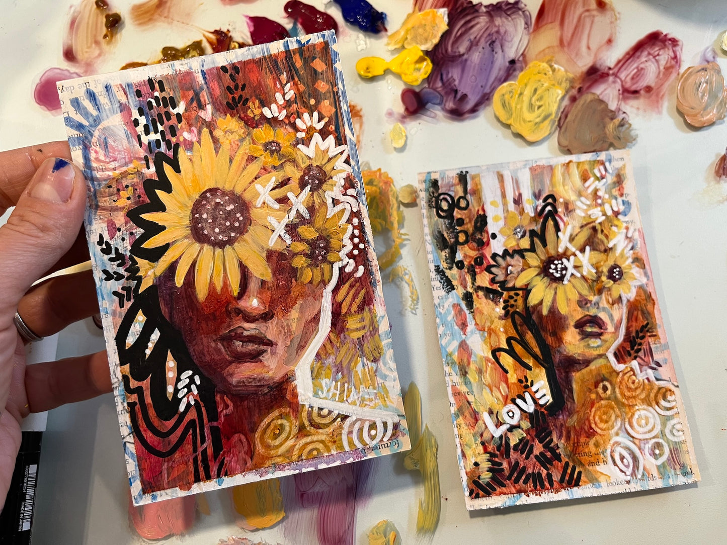 “Shine” - Sunflower Portrait Painting Prayer Card