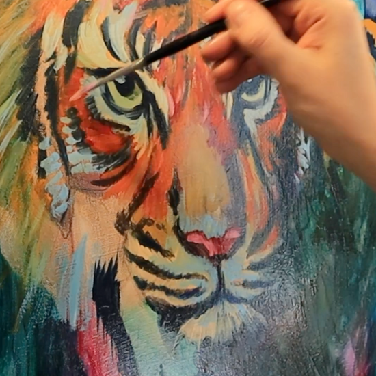 colorful tiger oil painting jungle