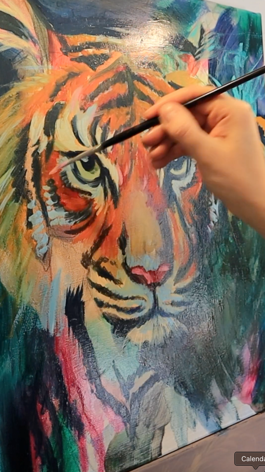colorful tiger oil painting jungle